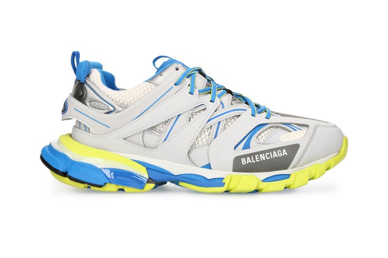 Balenciaga track sneaker grey blue yellow colorway tyres sneaker release date info where to cop buy