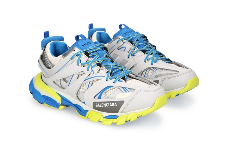 Balenciaga track sneaker grey blue yellow colorway tyres sneaker release date info where to cop buy