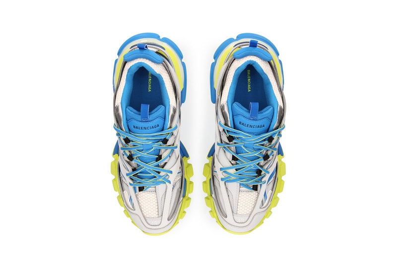 Balenciaga track sneaker grey blue yellow colorway tyres sneaker release date info where to cop buy