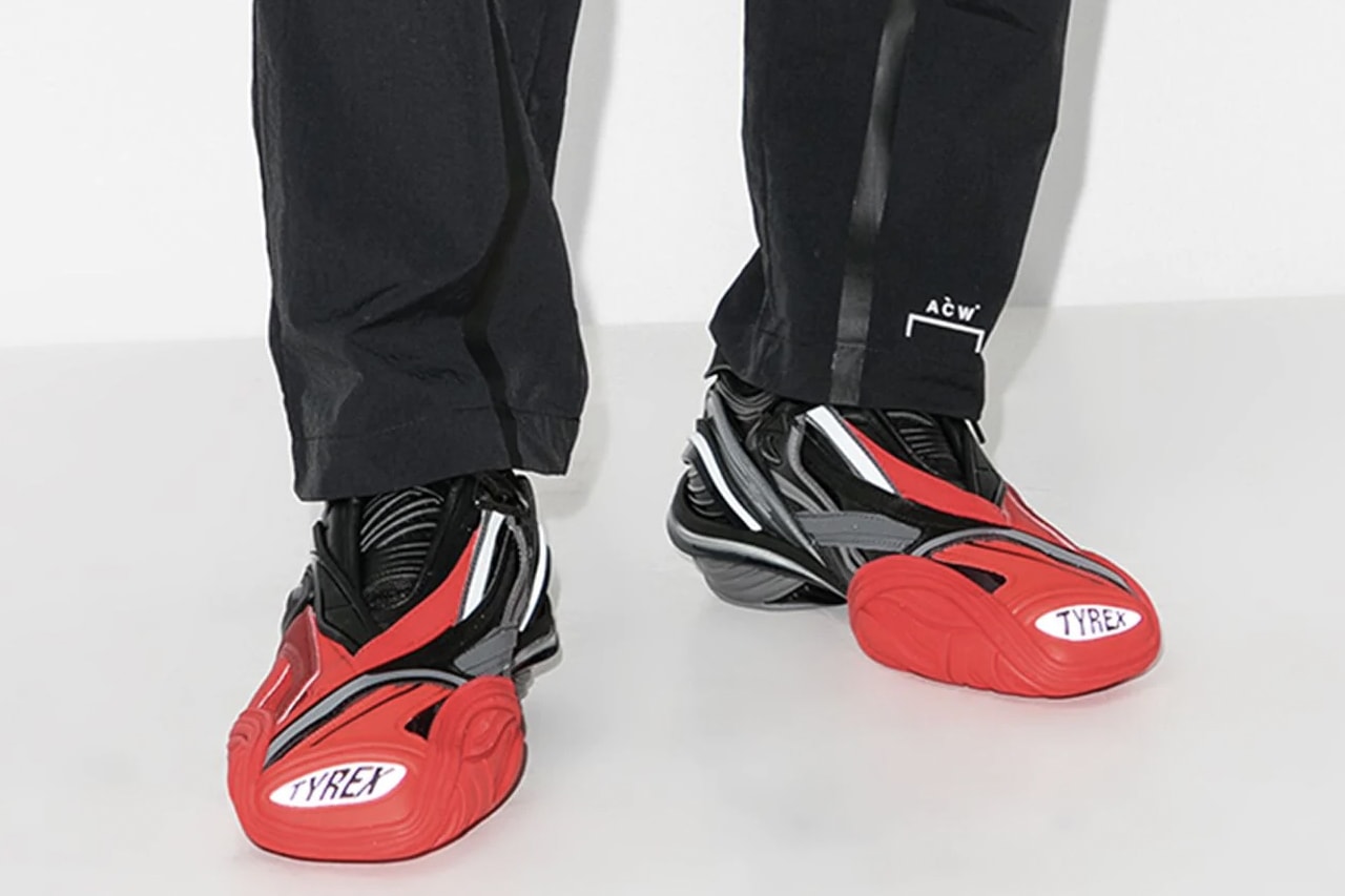Balenciaga Tyrex Sneaker "Black/Red" Bred Colorway Release Information Futuristic Footwear Drop Demna Gvasalia 3M Technical Shoes Closer Look