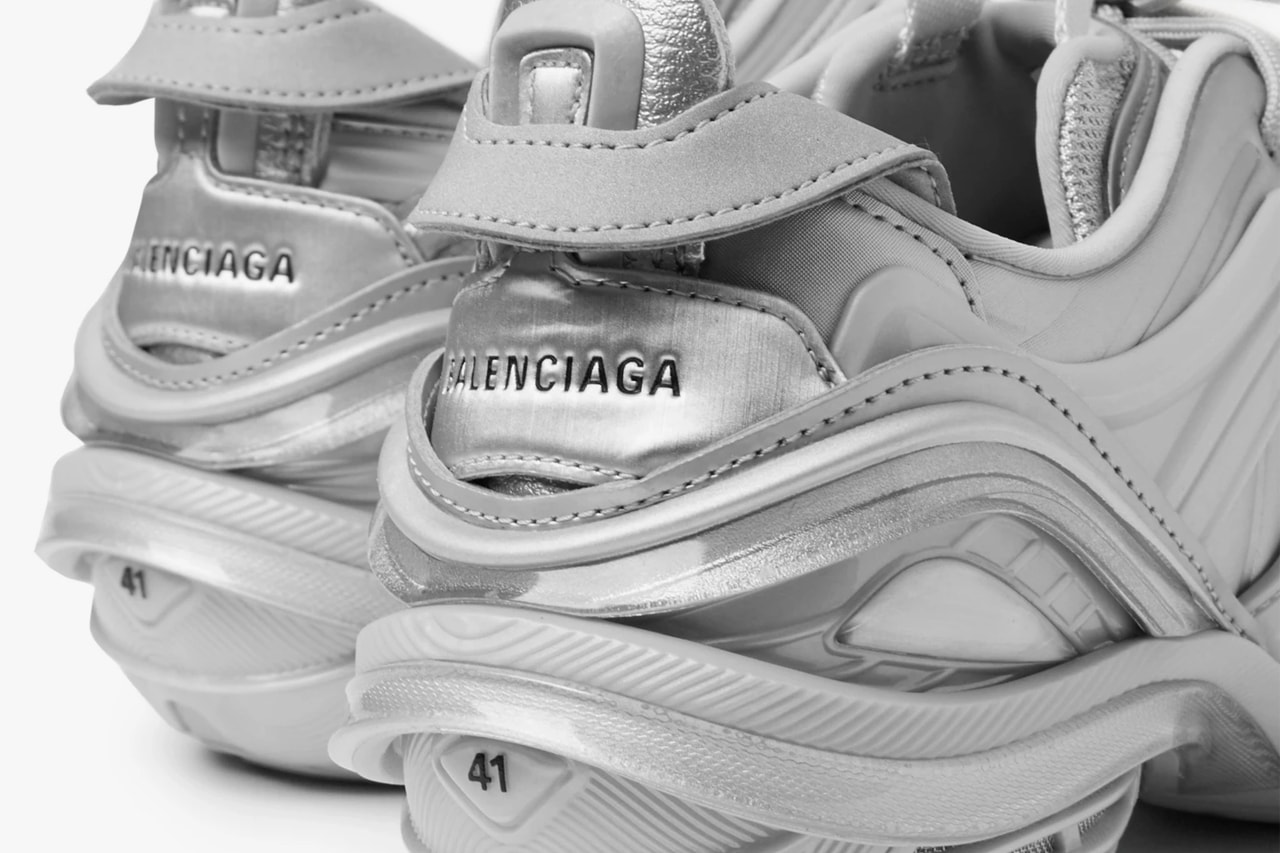Balenciaga Silver Tyrex Sneaker Nylon Mesh Faux Leather Rubber Spring Summer 2020 SS20 Demna Gvasalia Sneaker Shoes Footwear Trainers Drop Date Release Information Mr Porter Technical Futuristic Runner 617535W2WA1