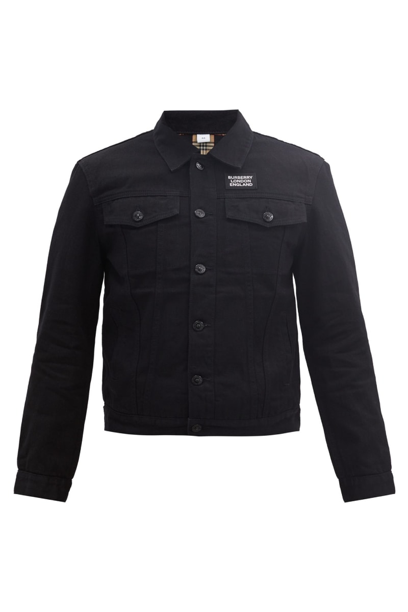 burberry satchwell logo print denim jacket matches fashion ricardo tisci 2020 summer fw