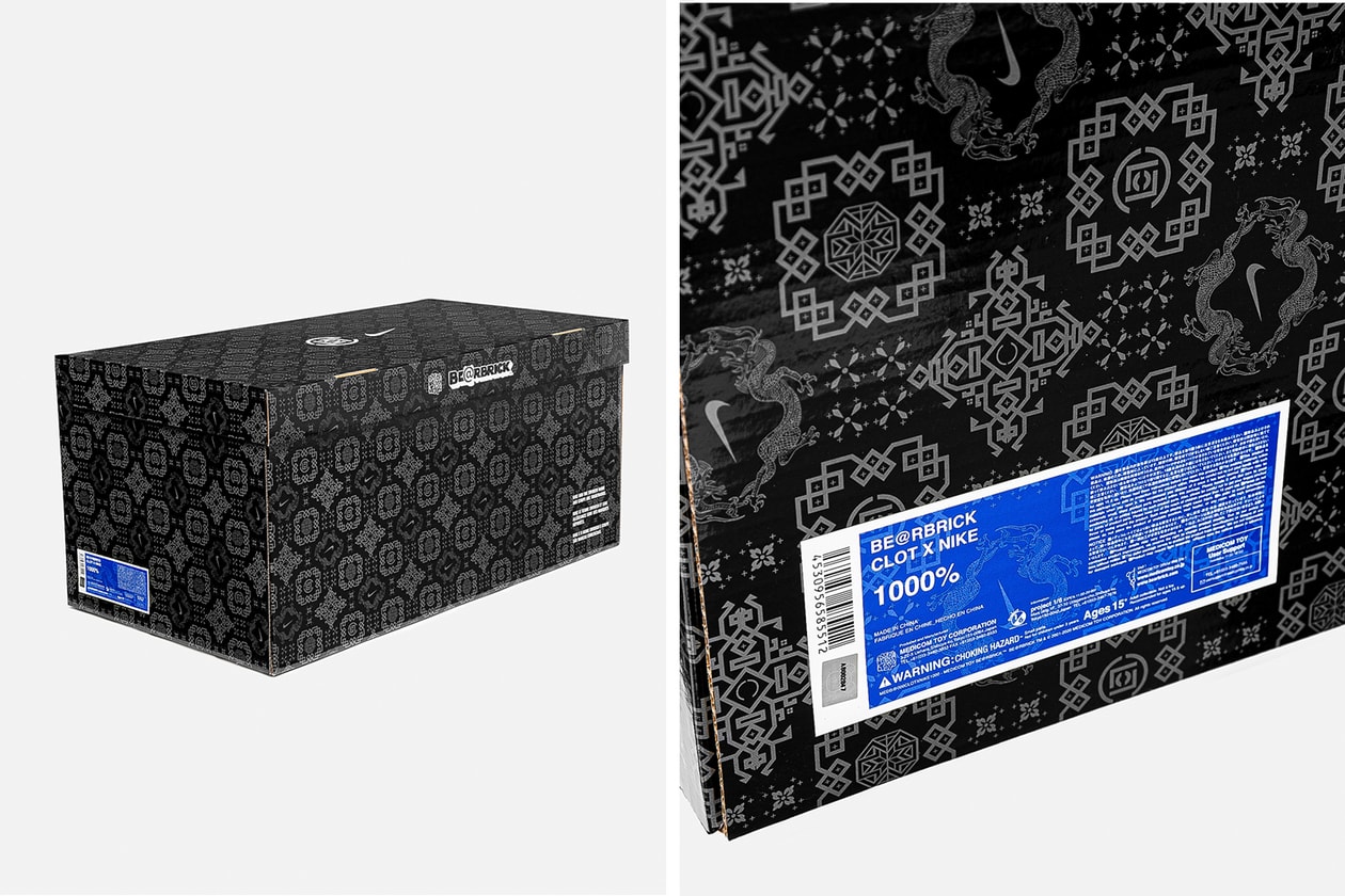 CLOT Nike Medicom Toy BE@RBRICK Black Silk 1000 Release Info Buy Price