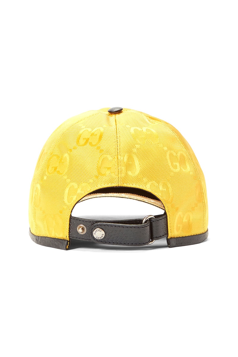 Gucci Eco-Nylon Bucket Hat Baseball Cap Orange Yellow ECONYL Sustainable Alessandro Michele LN-CC Italian Luxury Label Brand Leather Appliqué Patch FW20 Fall Winter 2020 "GG" Motif 