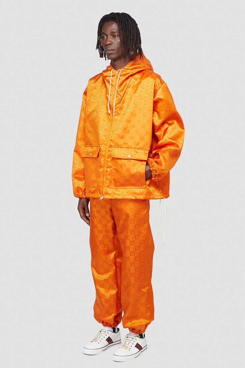 Gucci Eco-Nylon Jacquard Jacket & Track Pants In Orange & Black GG Alessandro Michele LN-CC FW20 Collection Sustainability ECONYL Shell Suits 1980s 1990s 
