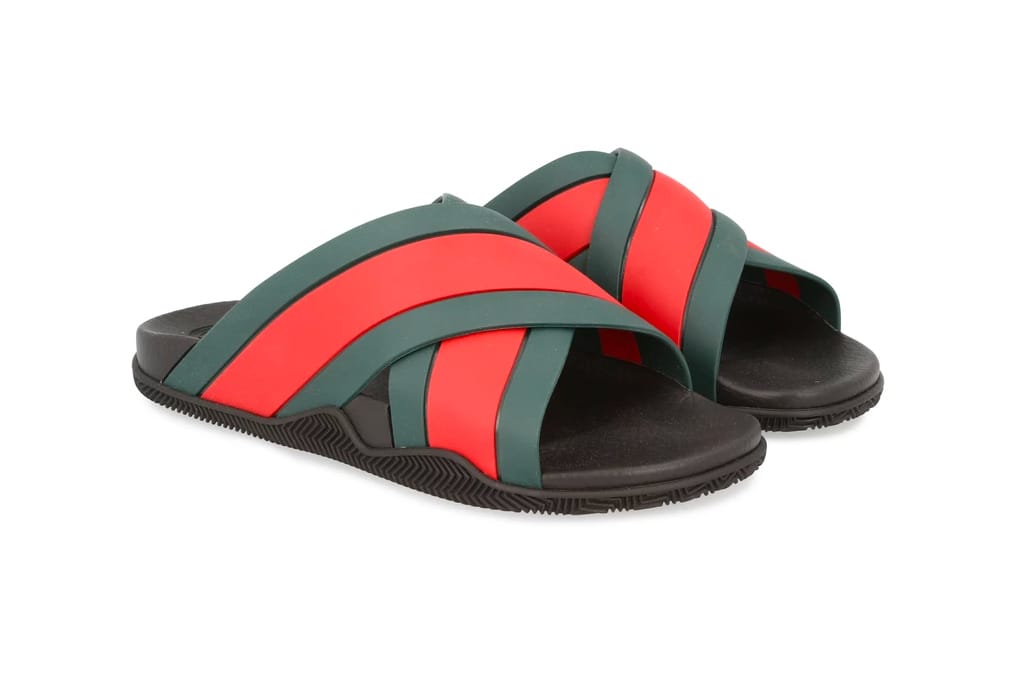 red and green sandals