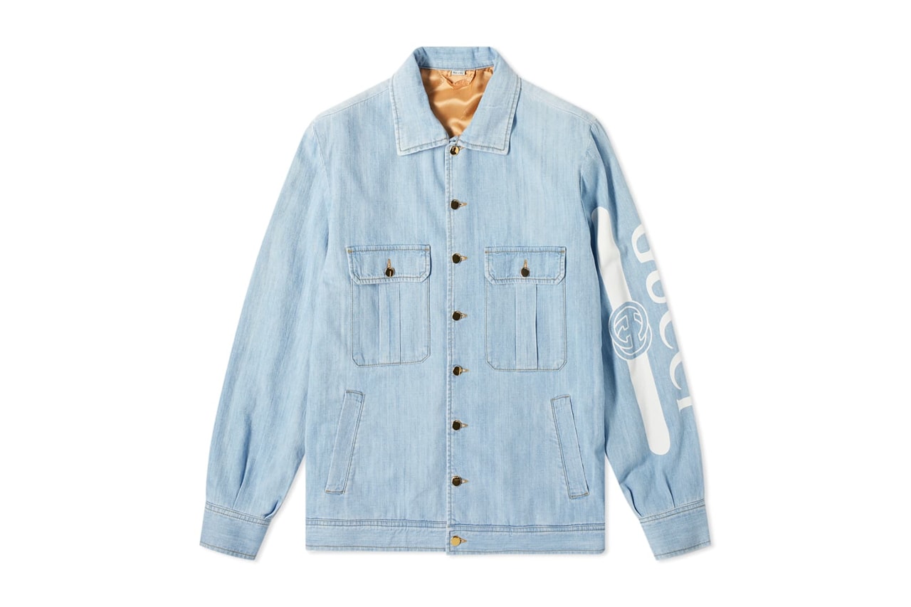 gucci print arm denim jacket end clothing sporty trackside release info where to cop