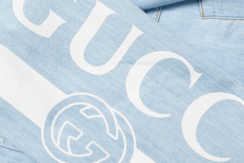 gucci print arm denim jacket end clothing sporty trackside release info where to cop