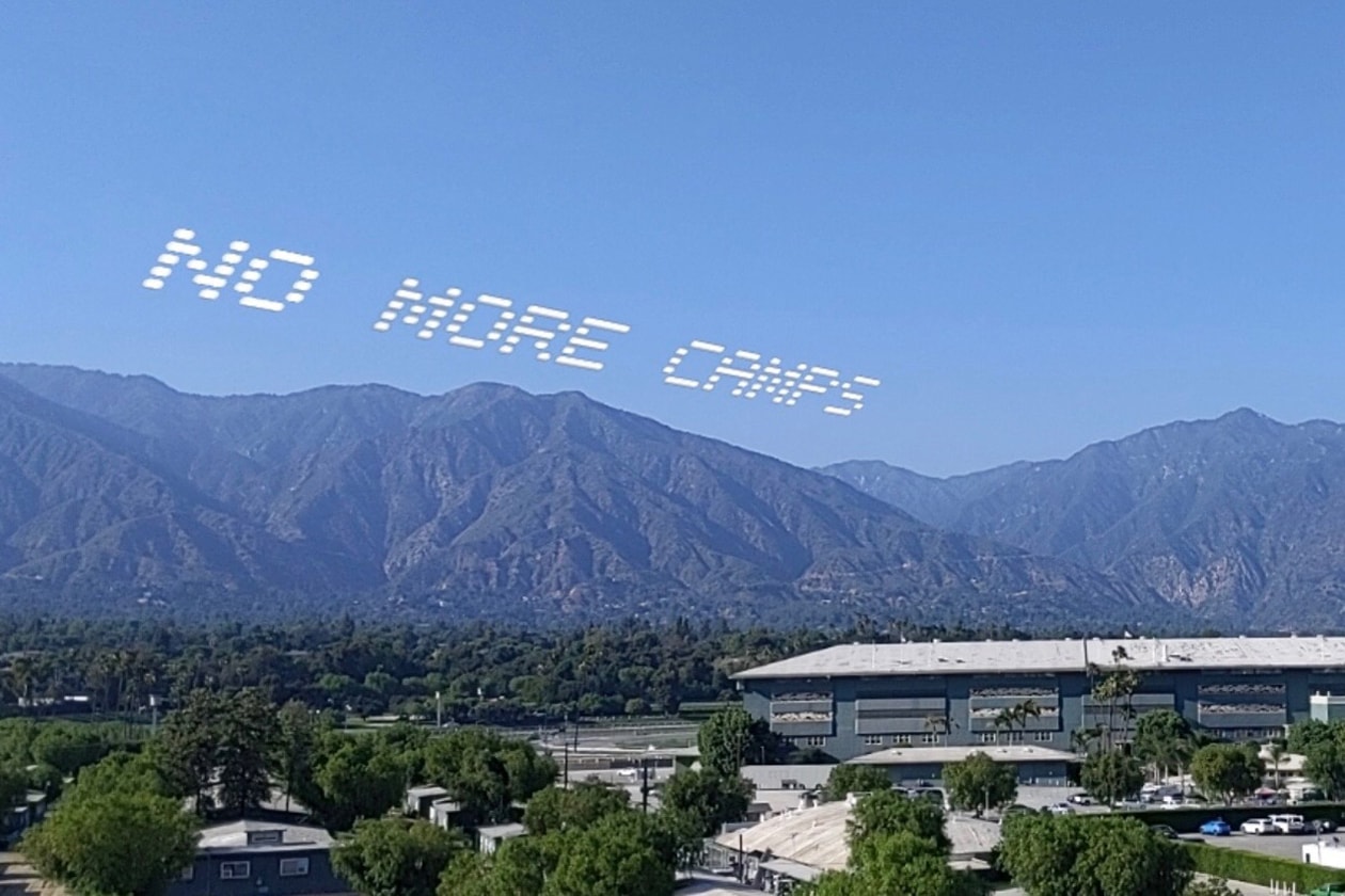 In Plain Sight Aerial Demonstration Migrant Detention Mass Incarceration Independence Day July 3 Messages Sky National Intervention Cassils Rafa Esparza Skytyping messages detention camps facilities centers mass incarceration independence day fourth of july