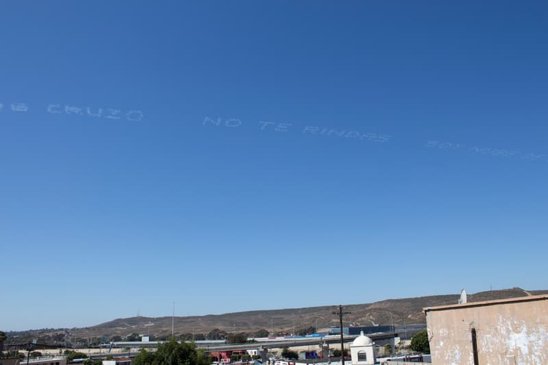 In Plain Sight Aerial Demonstration Migrant Detention Mass Incarceration Independence Day July 3 Messages Sky National Intervention Cassils Rafa Esparza Skytyping messages detention camps facilities centers mass incarceration independence day fourth of july