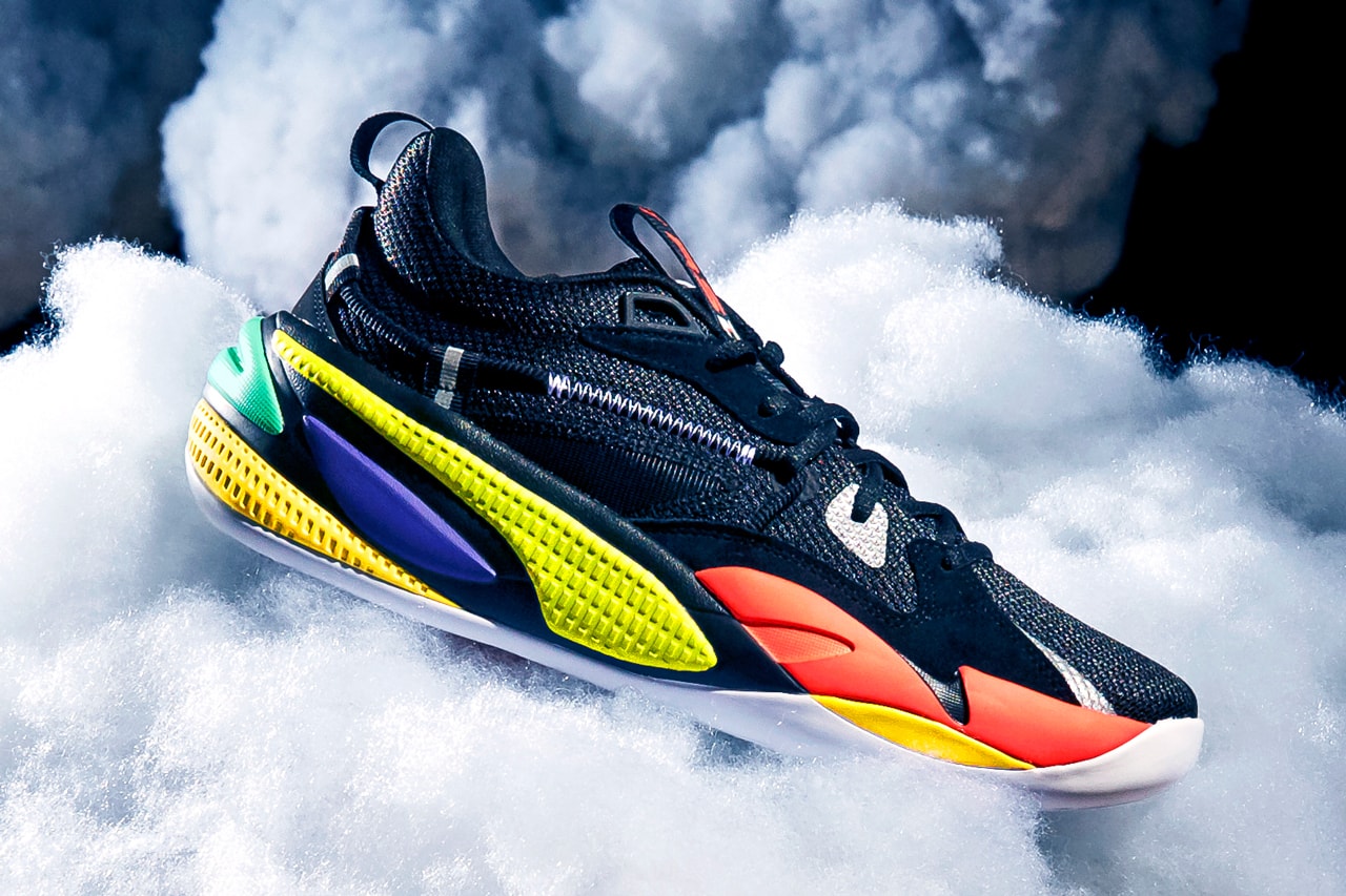 j cole puma hoops rs dreamer basketball shoe black green yellow purple red dreamville official release date info photos price store list buying guide