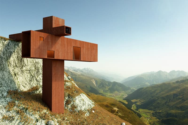 axis mundi XYZ House Takes the Shape of a Corten Steel Cruciform John Beckmann architecture homes houses Wengen, Switzerland