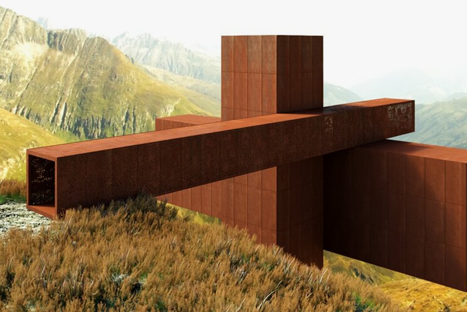 axis mundi XYZ House Takes the Shape of a Corten Steel Cruciform John Beckmann architecture homes houses Wengen, Switzerland
