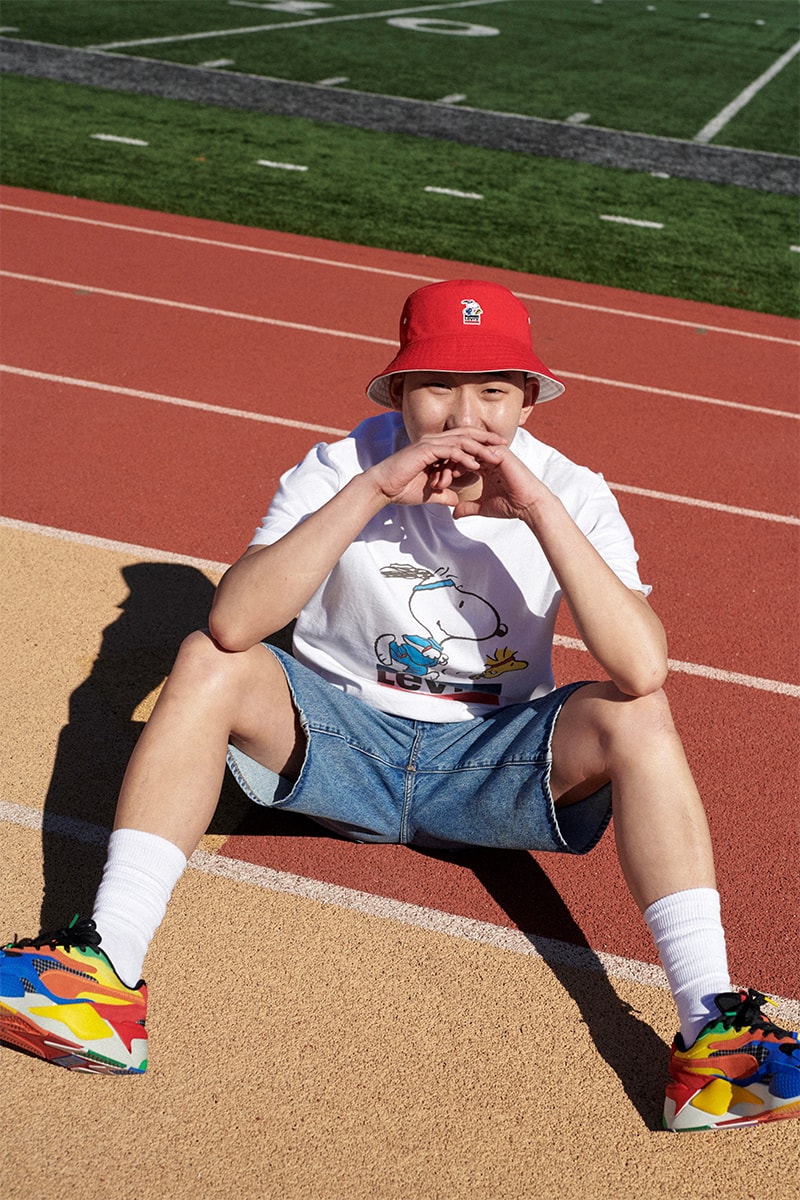 Levis Peanuts Summer 2020 Collection release info unisex football tees reversible bucket hats oversized crewneck sweatshirts tracksuit