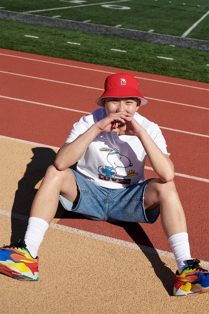 Levis Peanuts Summer 2020 Collection release info unisex football tees reversible bucket hats oversized crewneck sweatshirts tracksuit