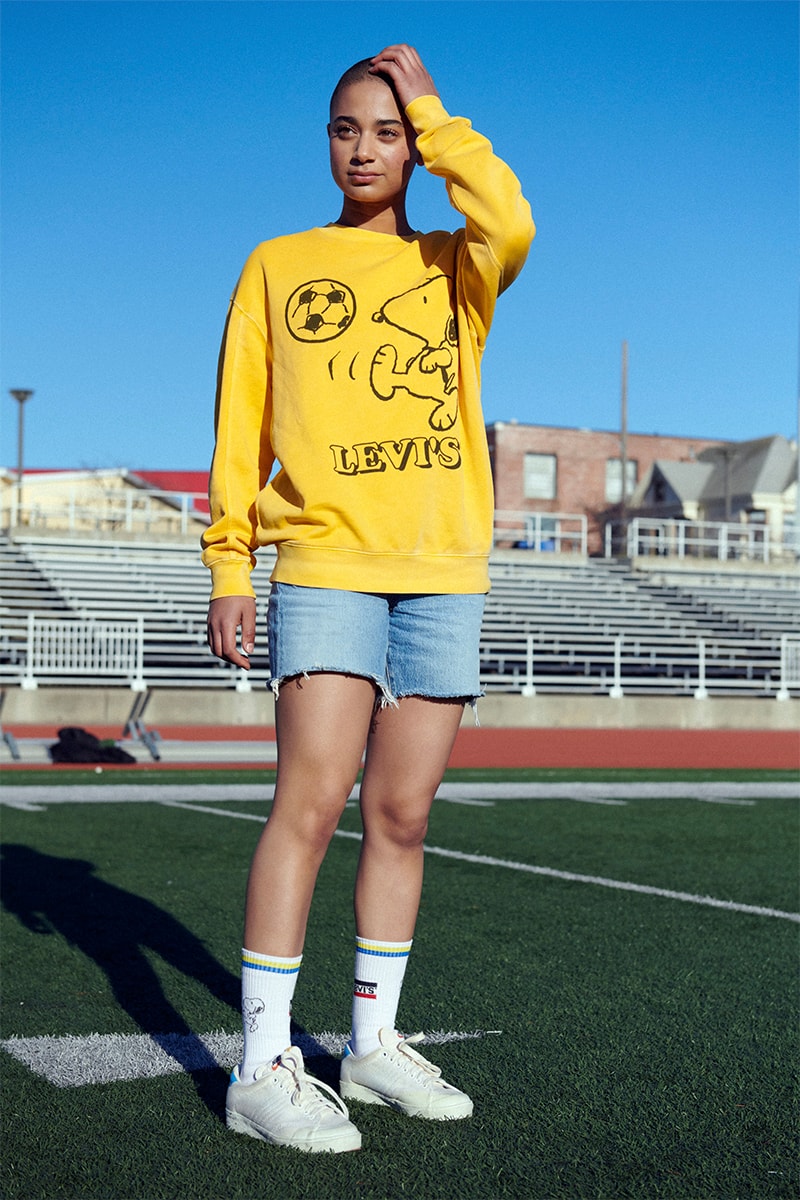 Levis Peanuts Summer 2020 Collection release info unisex football tees reversible bucket hats oversized crewneck sweatshirts tracksuit
