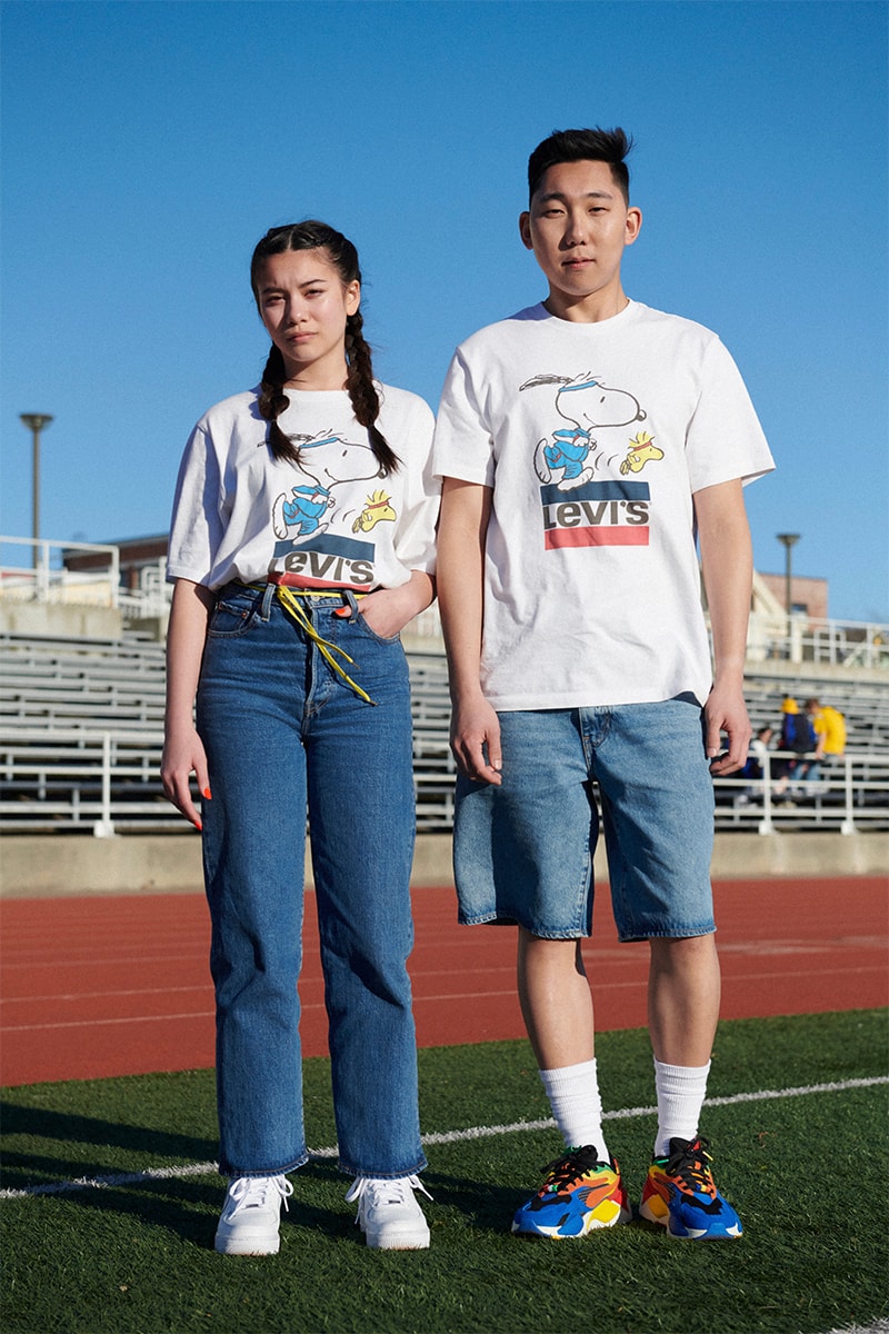 Levis Peanuts Summer 2020 Collection release info unisex football tees reversible bucket hats oversized crewneck sweatshirts tracksuit