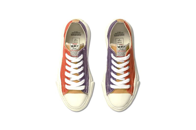Maison Mihara Yasuhiro Fall/Winter 2020 Sneakers Original Sole Overdyed Lowcut Printed Canvas Footwear Drop Release Information Closer Look