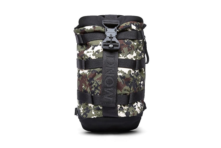Moncler Drops Argens Backpack in Multi-Scale "Green Camo"