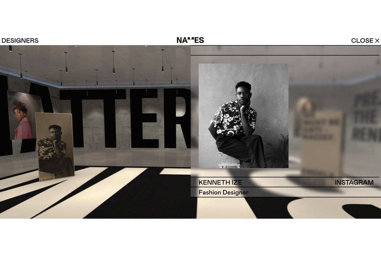 NAMESldn Black Lives Matter Virtual Platform books artwork fashion designers kenneth ize kerby jean-raymond mowalola ogunlesi fashion industry