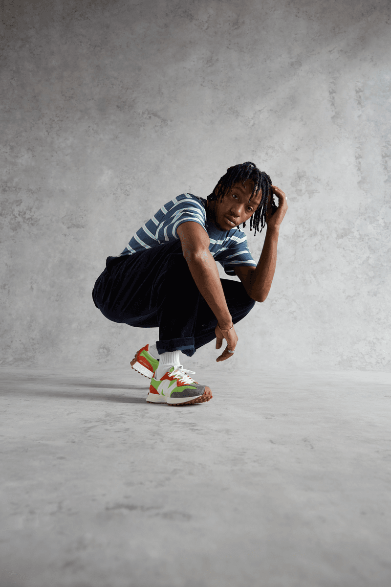 New Balance 327: Design and Inspiration Interview Sneaker Green Orange