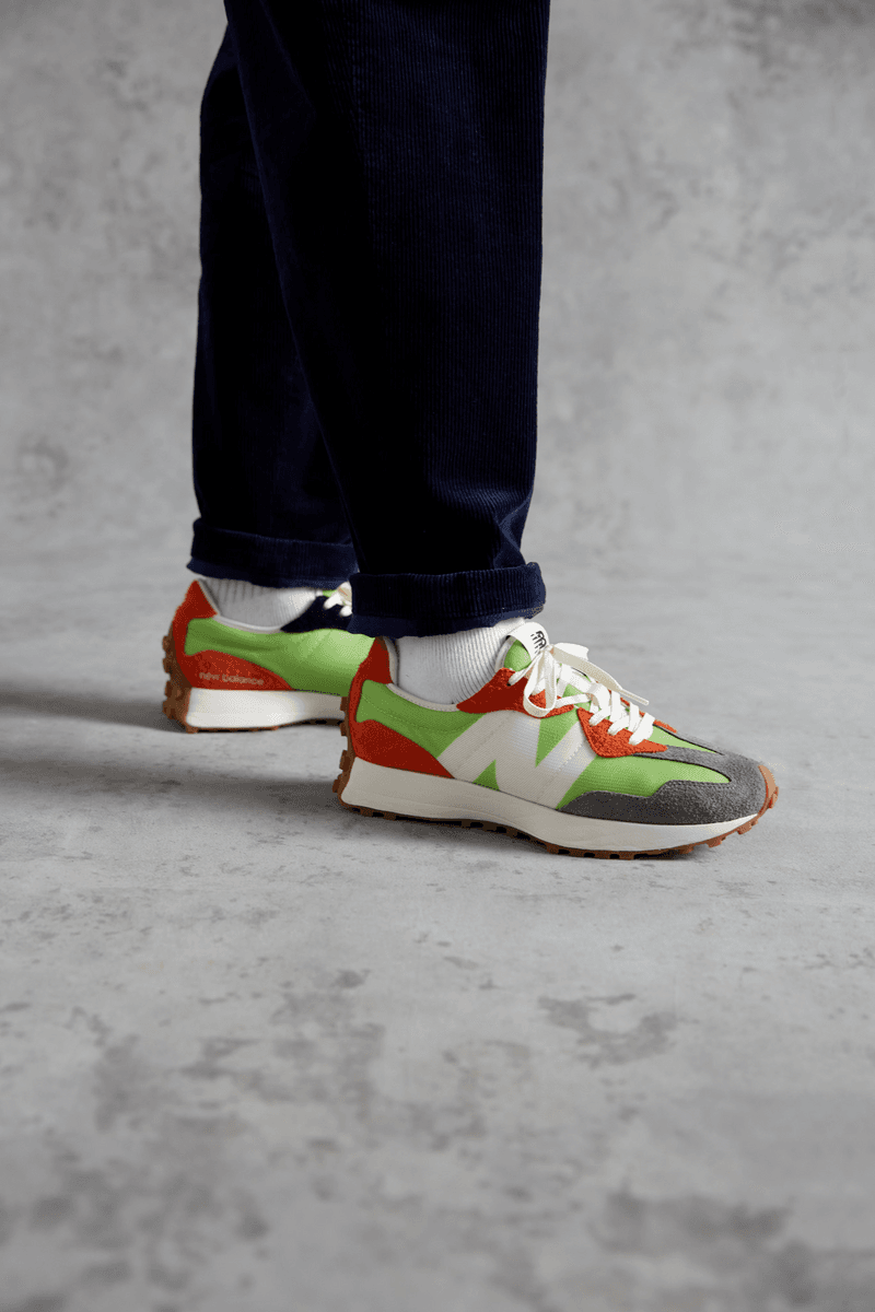 New Balance 327: Design and Inspiration Interview Sneaker Green Orange