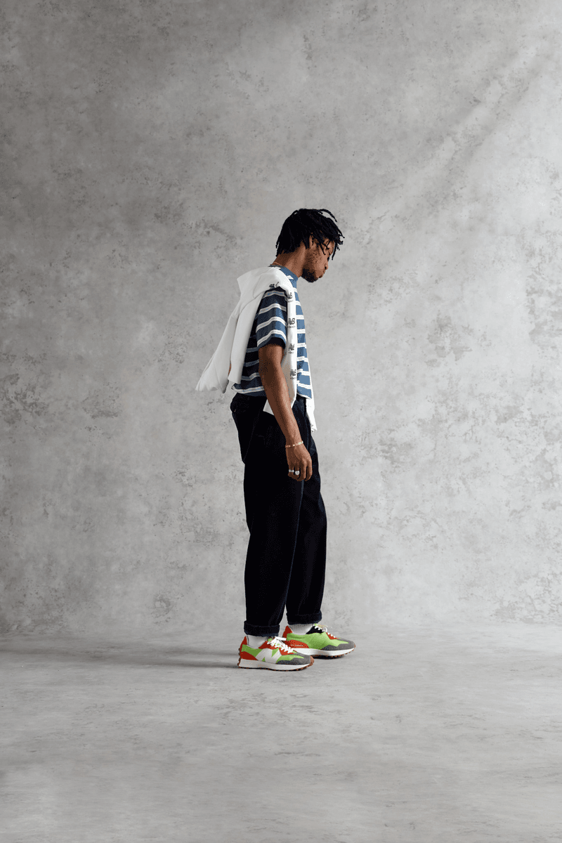 New Balance 327: Design and Inspiration Interview Sneaker Green Orange