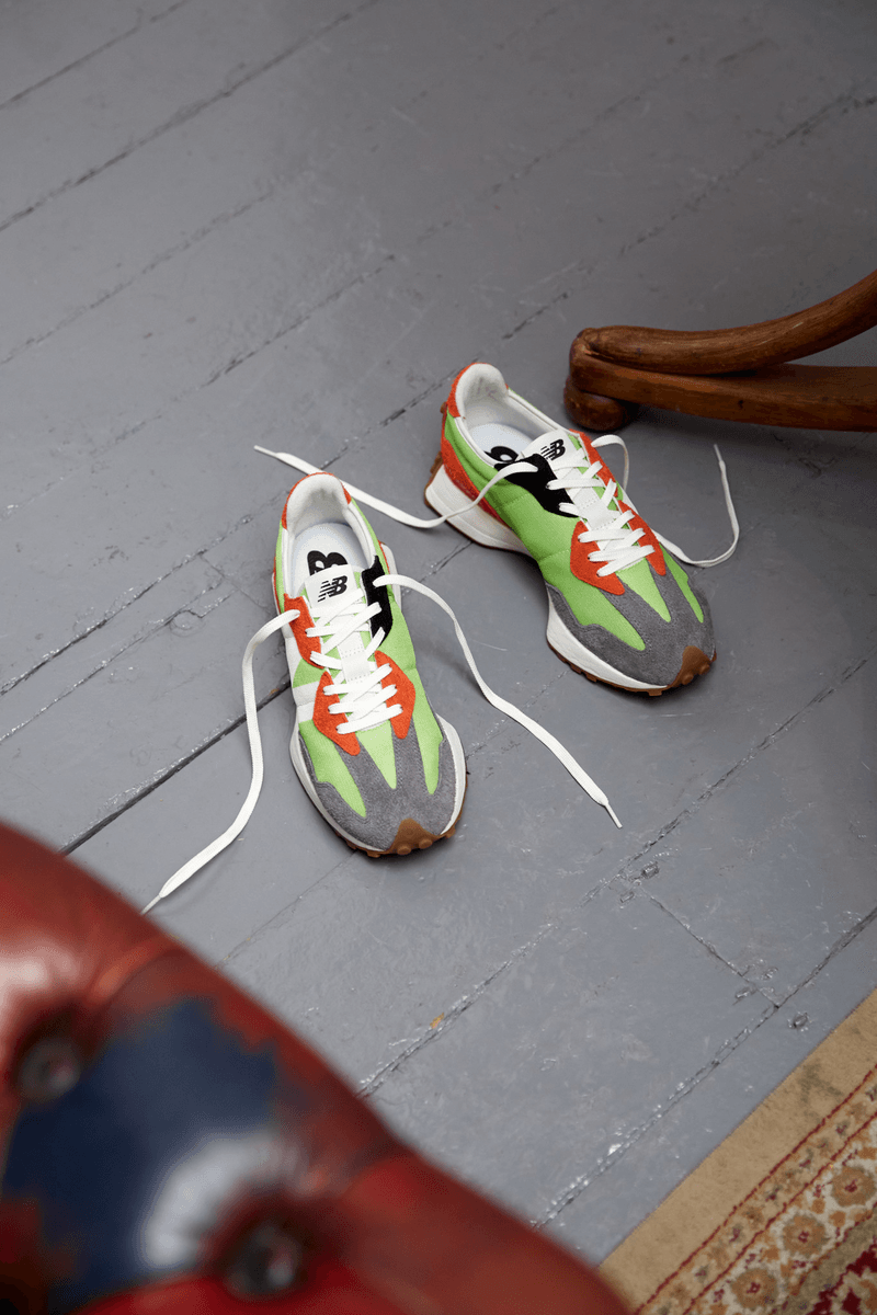 New Balance 327: Design and Inspiration Interview Sneaker Green Orange