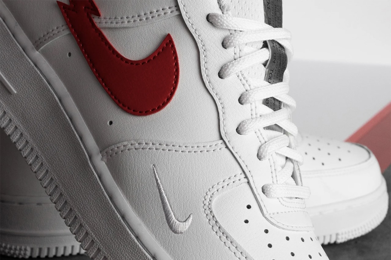 Nike Air Force 1 LV8 "Euro Tour" "White/University Red/Midnight Navy" Perforated Mesh Tongue Lightning Bolt Split Swoosh Logo Footwear Sneaker Release Information Drop Date