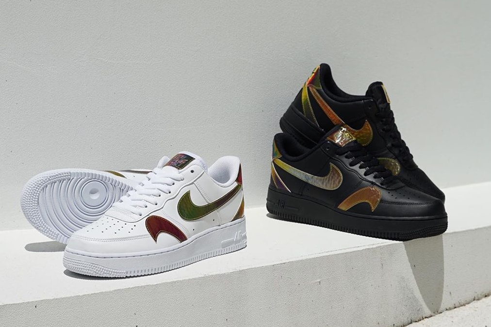 nike sportswear air force 1 low iridescent multi swoosh ck7214 001 101 white black official release date info photos price store list buying guide