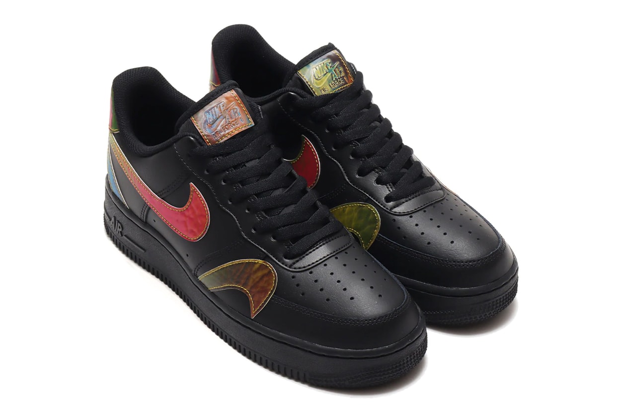 nike sportswear air force 1 low iridescent multi swoosh ck7214 001 101 white black official release date info photos price store list buying guide