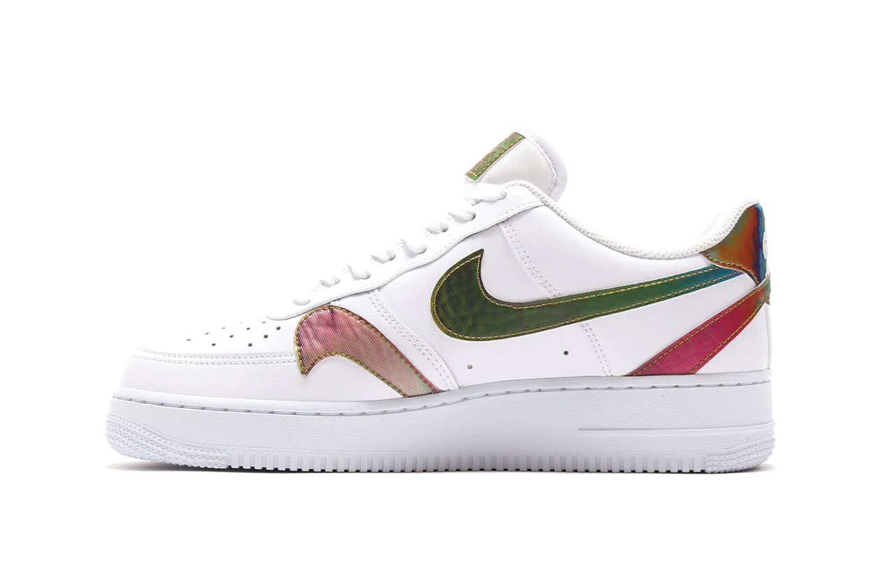 nike sportswear air force 1 low iridescent multi swoosh ck7214 001 101 white black official release date info photos price store list buying guide