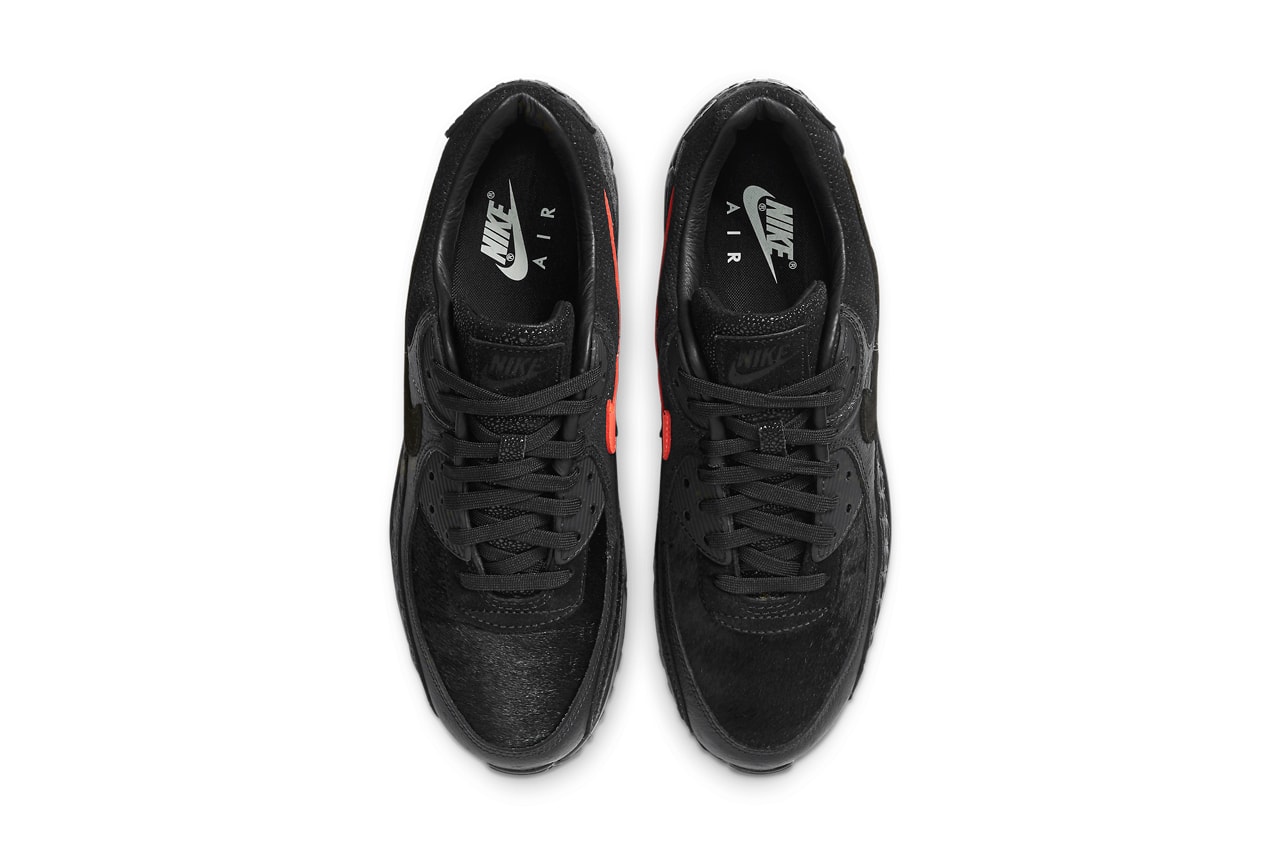 nike sportswear air max 90 infrared blend black crocodile ostrich pony hair stingray official release date info photos price store list buying guide
