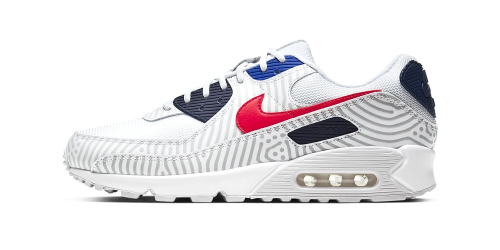 white red and blue air max 90