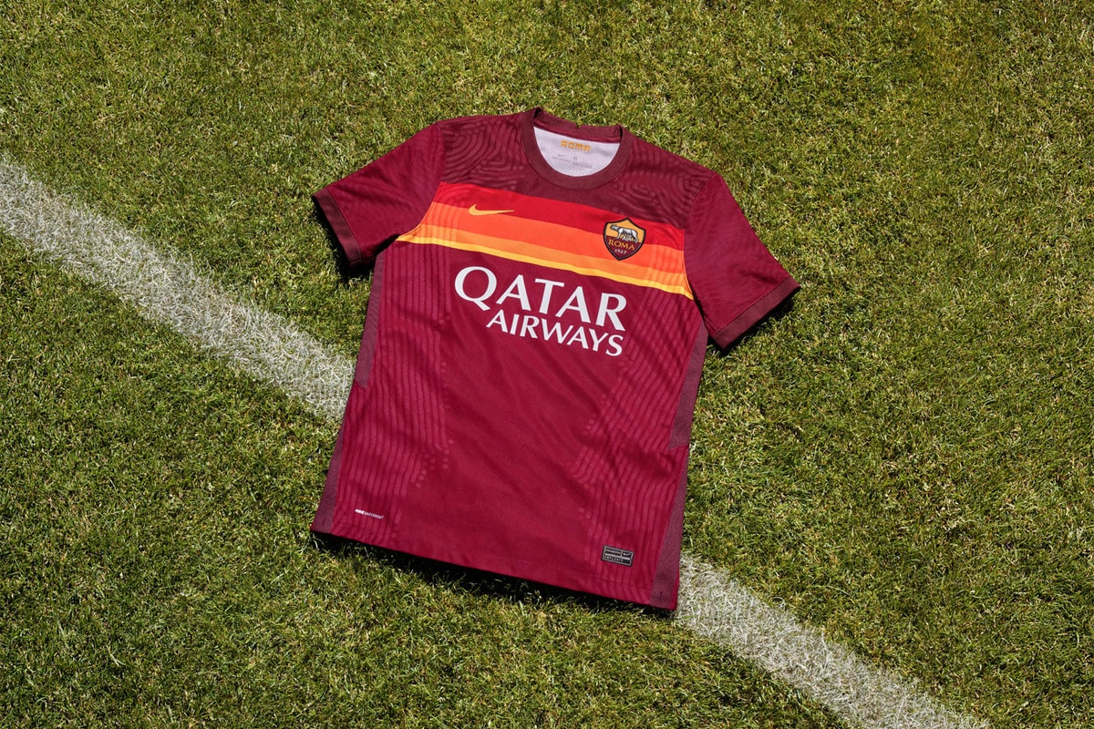 nike as roma giallorosso rome football soccer team home jersey kit 2020 2021 season italy serie A