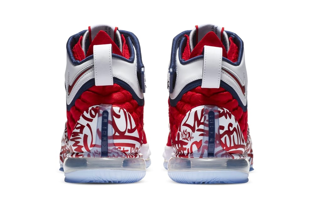 Phần gót và đế air của Nike Lebron 17 Graffiti Fire Red