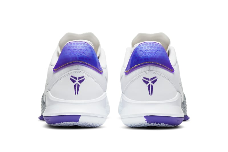 white and purple kobe shoes