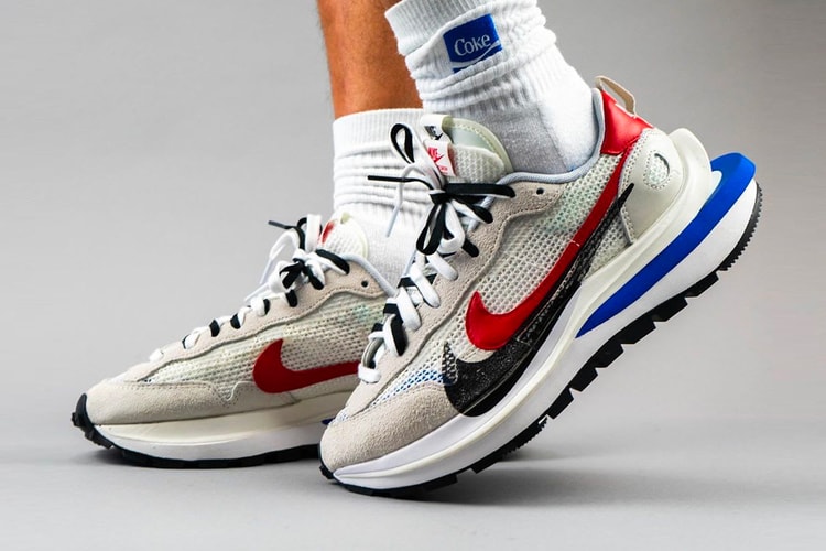 Take an On-Foot Look at the Sacai x Nike Pegasus VaporWaffle SP "Sail/Sport Fuchsia/Game Royal"