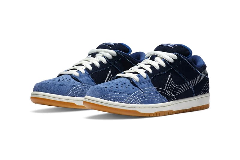 Mira el nuevo Nike SB Dunk Low 'Sashiko' 5 Nike SB Dunk Low Pro Prm Sashiko Full Look cv0316-40 Información de lanzamiento Fecha Precio de compra Cool Mystic Navy Gum Light Brown