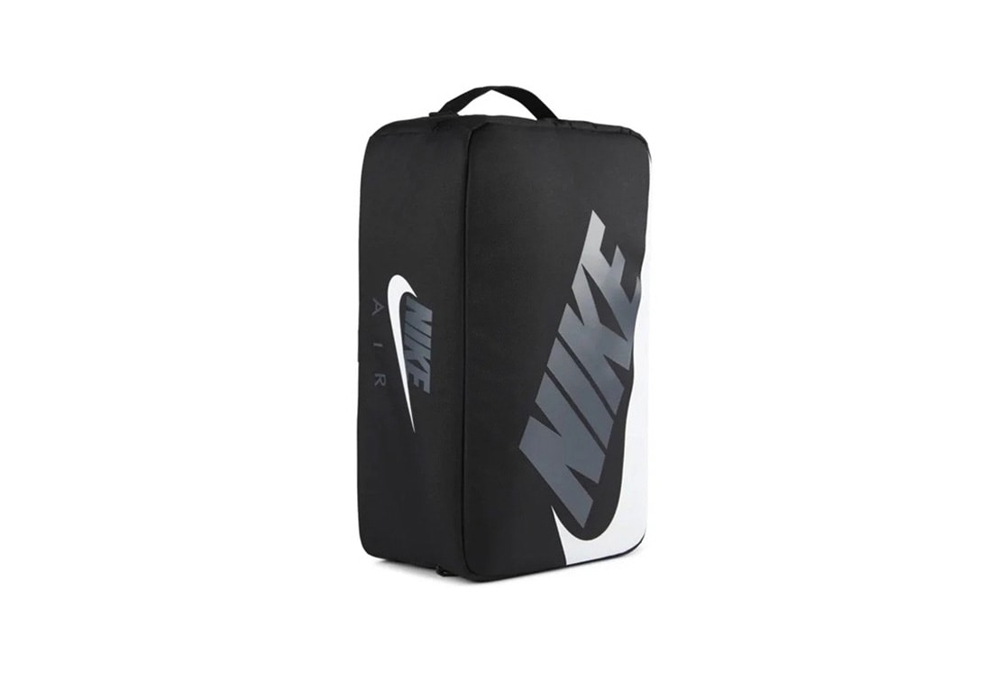 Nike Sportswear Black Shoebox Bag NIKE AIR Swoosh Logo Sneaker Box Carry Option Closer Look Release Information Zip Polyester Oregon USA