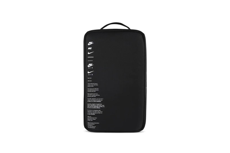 Nike Sportswear Black Shoebox Bag NIKE AIR Swoosh Logo Sneaker Box Carry Option Closer Look Release Information Zip Polyester Oregon USA