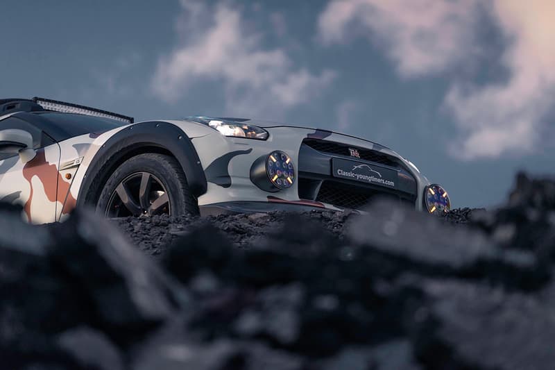 Nissan GT-R Offroad "Godzilla 2.0" Classic Youngtimers Consultancy 4x4 R35 Skyline 4WD 600 HP Camouflage Wrap Ground Clearance Rally Mode