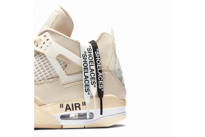 Off White Air Jordan 4 Sail Official Images Release Date Jumpman Virgil Abloh Collab Collaboration Nike HYPEBEAST Kicks Preview Upcoming Sneakers Best Releases 2020 Limited