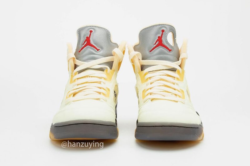 off white air jordan brand 5 sail black fire red red DH8565 100 virgil abloh first official detailed look release date info photos price store list buying guide