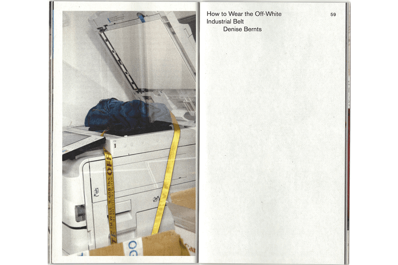 'People Wearing Off-White™' Zine by Warehouse Review book inside photographs essays criticism fashion industry