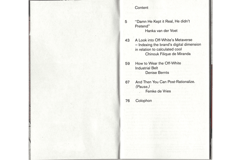 'People Wearing Off-White™' Zine by Warehouse Review book inside photographs essays criticism fashion industry