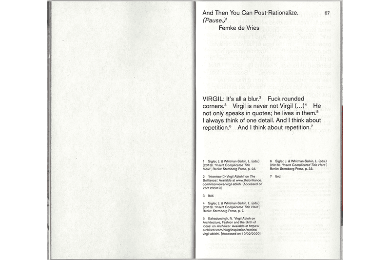 'People Wearing Off-White™' Zine by Warehouse Review book inside photographs essays criticism fashion industry