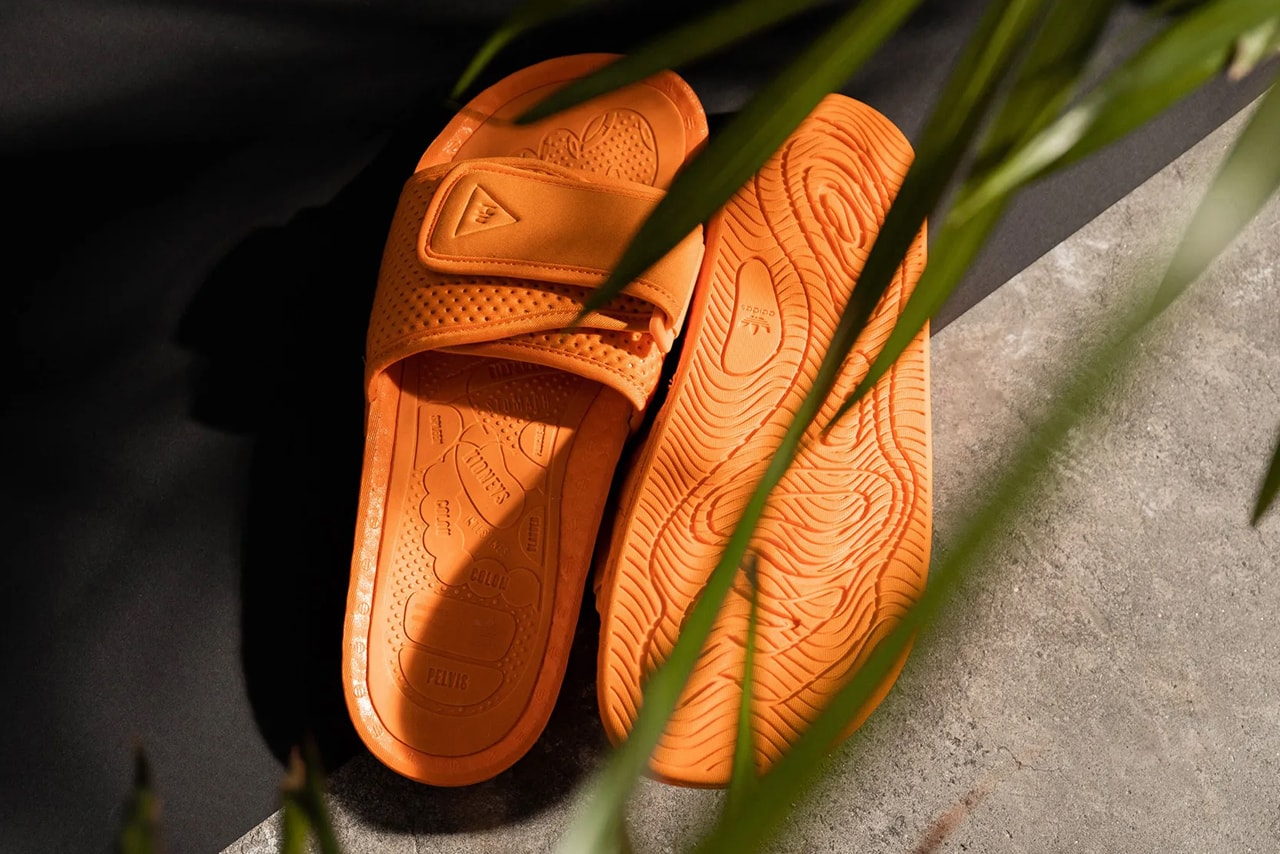 pharrell adidas originals boost slides core black orange pink fx8056 fv7261 fv7289 official release date info photos price store list buying guide