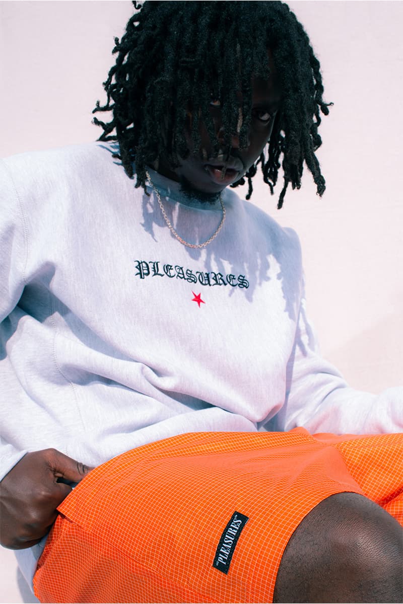 PLEASURES Summer 2020 Collection Lookbook Info Shirt Jacket Polo Hoodie Shorts Reebok Beatnik