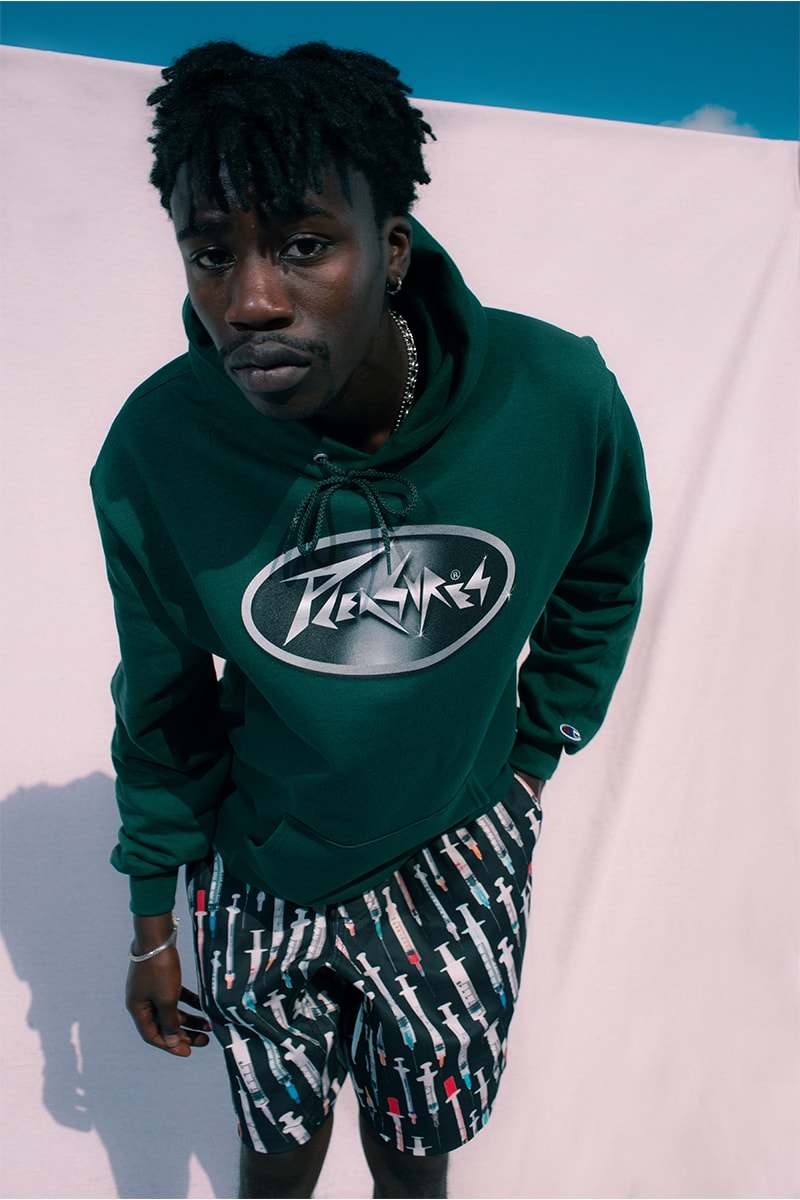 PLEASURES Summer 2020 Collection Lookbook Info Shirt Jacket Polo Hoodie Shorts Reebok Beatnik